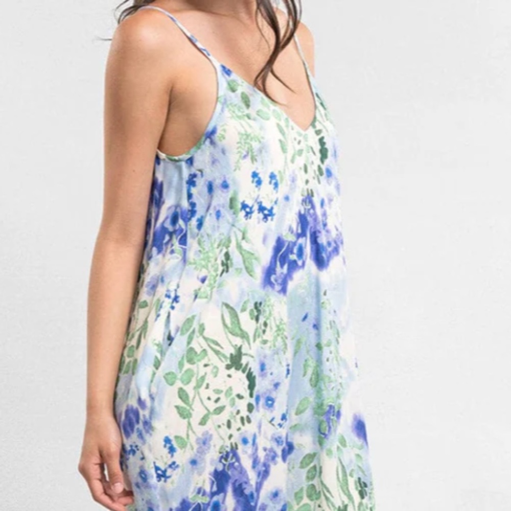 Women's Blue & Green Floral Sleeveless Delia Maxi Dress | LOVESTITCH | S/M